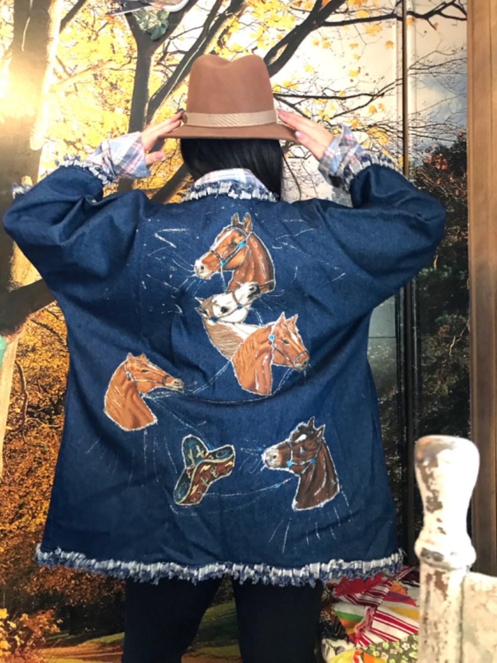 Vintage 80s Denim Western Jacket: Equestrian Horse Appliqué, Hand-Crafted - Picture 5 of 15